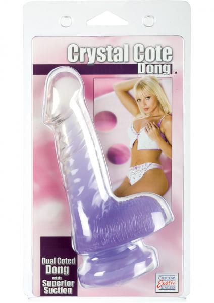 Crystal Cote Dong Dual Coted Dong With Superior Suction Cup 4.5 Inch Purple