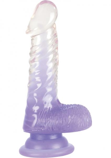 Crystal Cote Dong Dual Coted Dong With Superior Suction Cup 4.5 Inch Purple