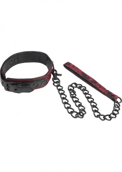 Scandal Collar With Leash Red Black O/S