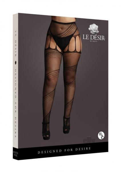 Shots Le Desir Crotchless Cut Out Pantyhose Black Qs