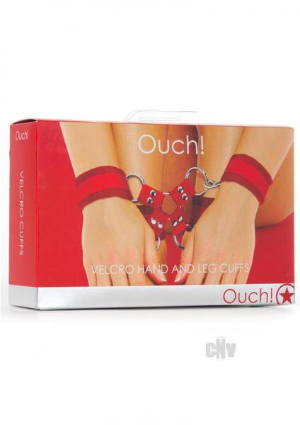 Ouch Velcro Hand/Leg Cuffs Red