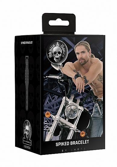 Ouch! Skulls & Bones Bracelet With Spikes Black