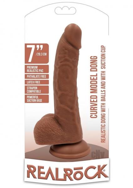 Realrock Curved Dildo W/Balls 7 Tan