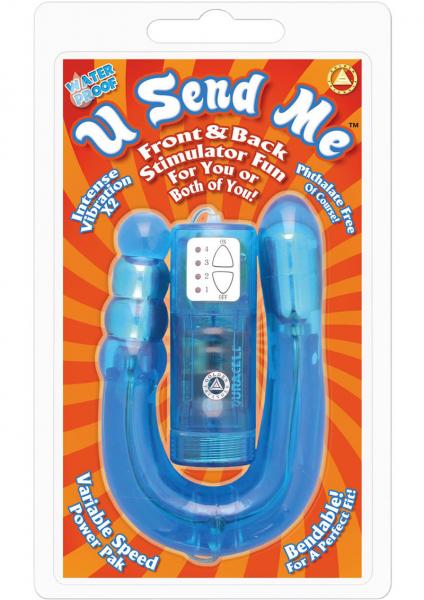 U Send Me Front And Back Blue Vibrator