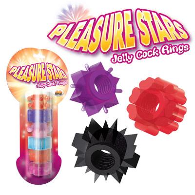 Pleasure Stars Jelly Cock Rings 6 Pack Assorted Colors