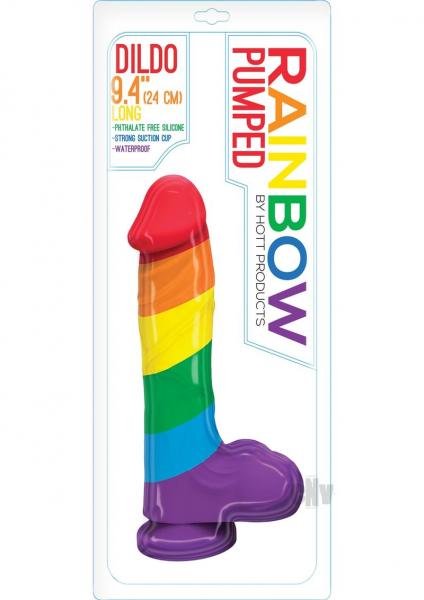 Rainbow Pumped Silicone Dildo 9.4 Inches