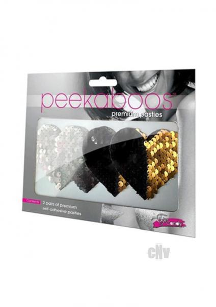 Peekaboo Reversible Sequin Heart Blk/Gld