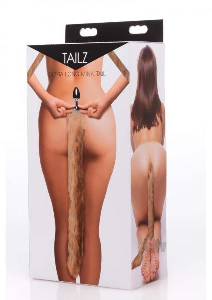 Extra Long Mink Tail Metal Anal Plug Brown