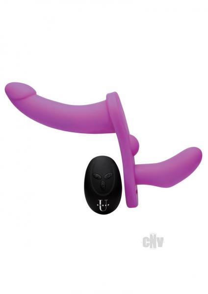 Double Take 10 X Double Penetration Vibrating Strap On Harness Purple