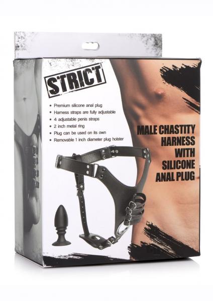 Strict Male Chastity Harness W/Plug