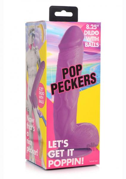 Pop Peckers Dildo W/Balls 8.25 Purple