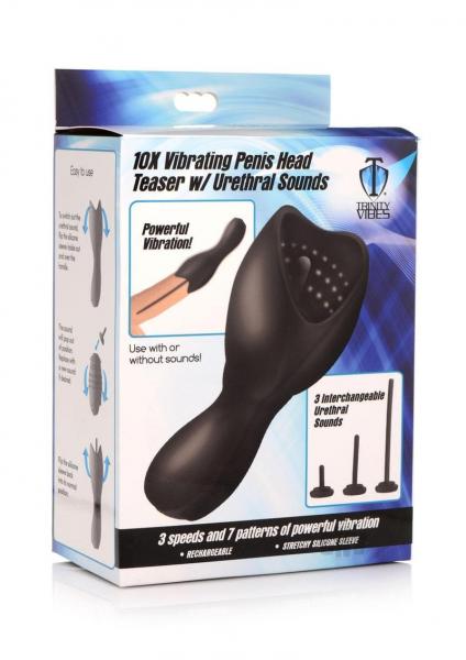 T4m 10x Vibe Penis Head W/ Sounds Black