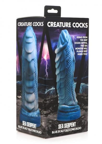 Sea Serpent Blue Scaly Silicone Dildo