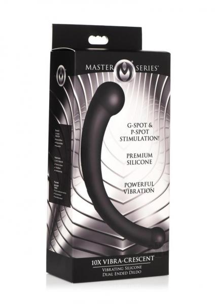 10x Vibra Crescent Vibrating Silicone Dual Ended Dildo Black