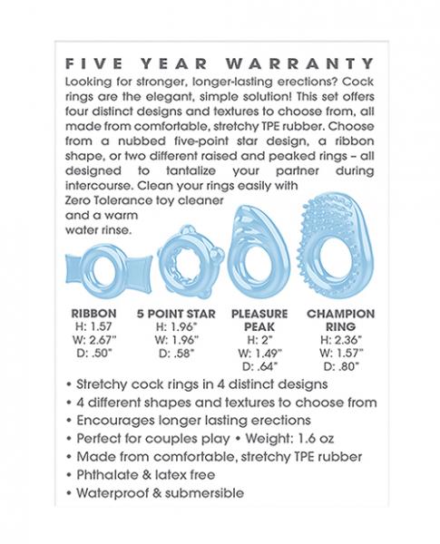 Ring A Ding Ding 4 Cock Rings Blue