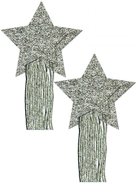 Pastease Silver Glitter Tassle Stars Os