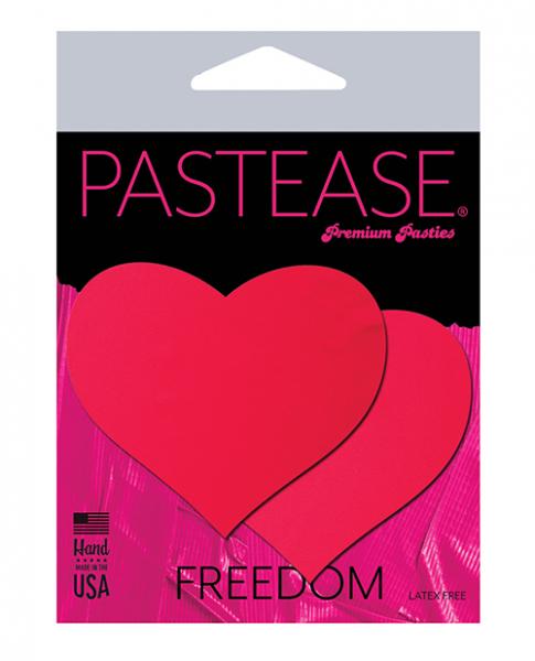 Pastease Basic Heart Black Light Reactive Neon Red O/S