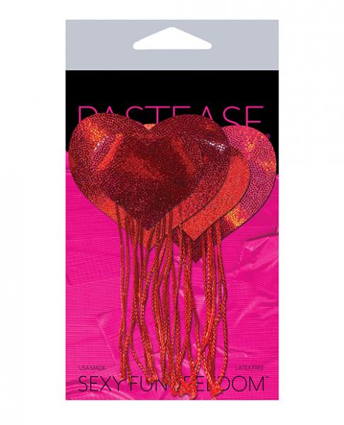 Pastease Tassel Holographic Heart Red O/S