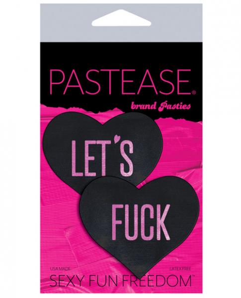 Pastease Let's F*Ck Hearts Black O/S Pasties