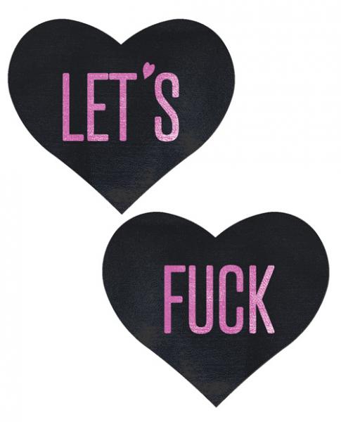 Pastease Let's F*Ck Hearts Black O/S Pasties