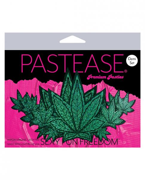 Pastease Demi Weed Green Glitter Pot Leaves Breast Cover
