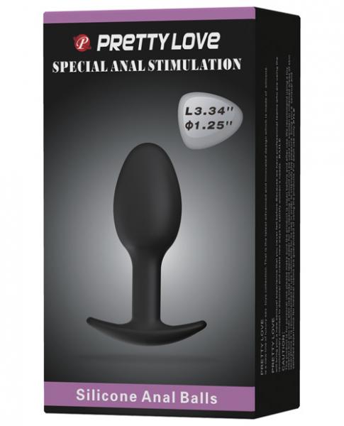 Pretty Love 3.34 Inches Silicone Anal Plug With Ball Black