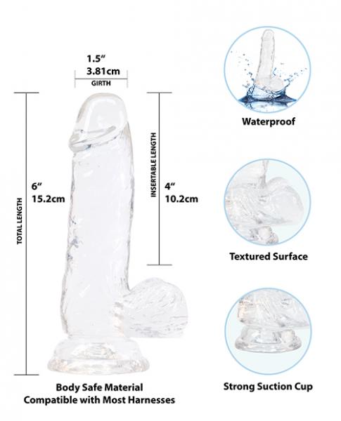 Crystal Addiction Dong 6 Inches Clear