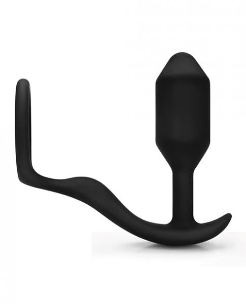 B Vibe Snug, Tug Weighted Silicone & Penis Ring Black