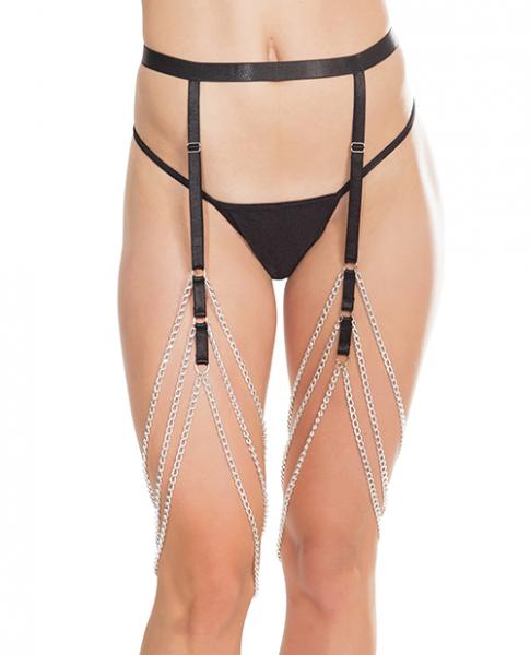 Coquette Darque Elastic & Chain Garterbelt Bk O/S