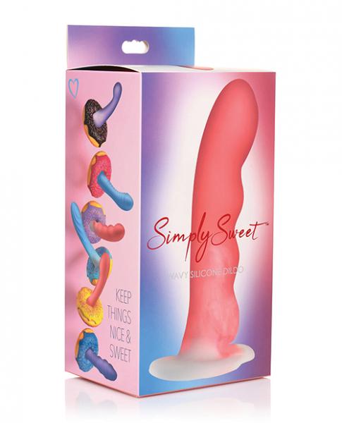 Wavy Silicone Pink And White Dildo