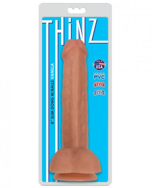 Thinz 8 Inches Slim Dong With Balls Vanilla Beige