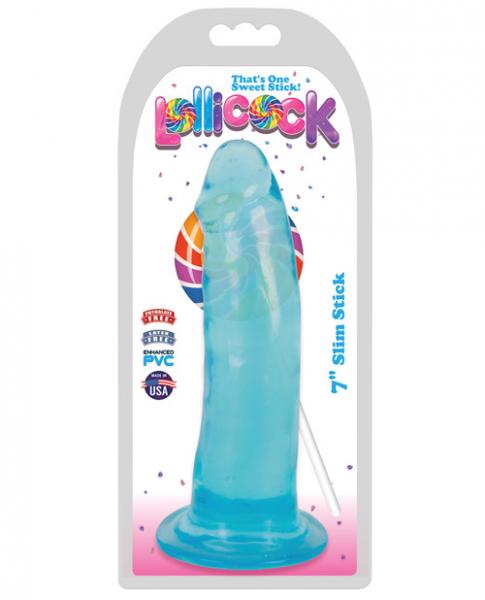 Lollicock 7 Inches Slim Stick Dildo Berry Ice Blue