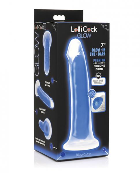 7 Inch Glow In The Dark Silicone Dildo Blue