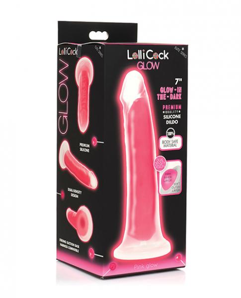 7 Inch Glow In The Dark Silicone Dildo Pink