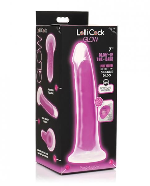 7 Inch Glow In The Dark Silicone Dildo Purple