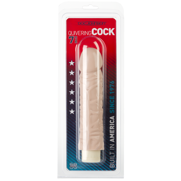 Quivering Cock Vibrator With Sleeve 8 Inches Beige