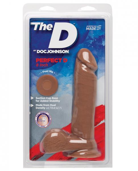 The D Perfect D 8 Inches Dildo With Balls Caramel Tan