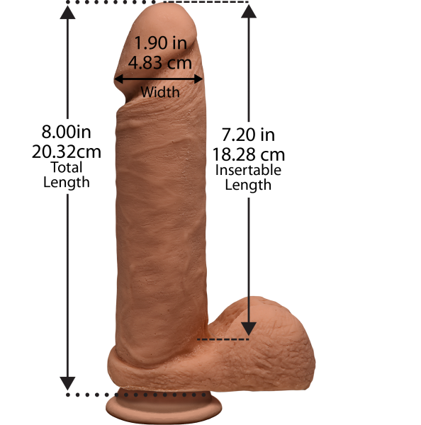 The D Perfect D 8 Inches Dildo With Balls Caramel Tan