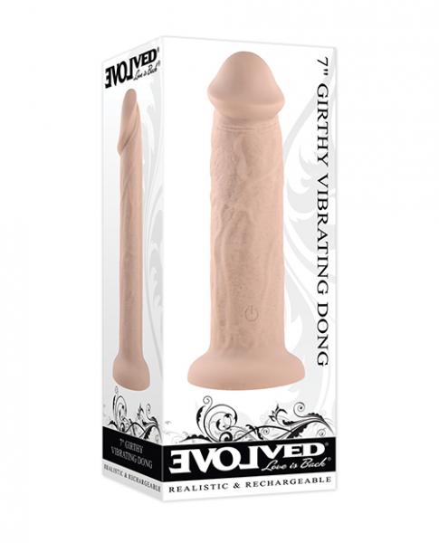 Evolved Girthy Rechargeable Vibrating 7 In. Silicone Dildo Light