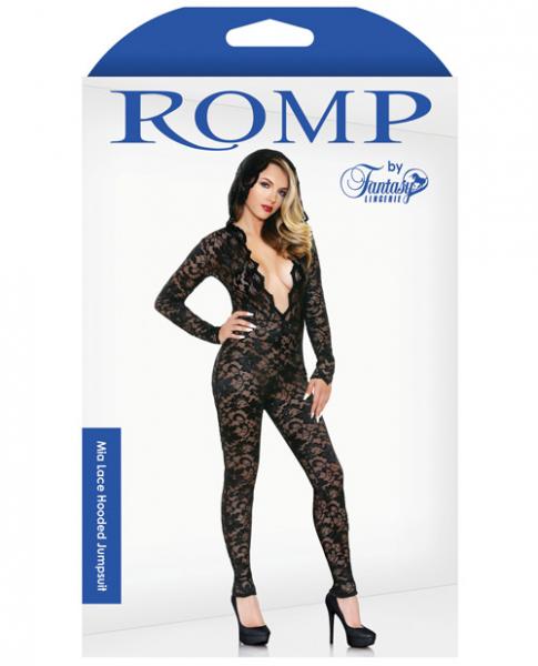 Mia Lace Hood Jumpsuit Black M/L