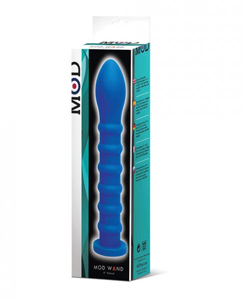 Mod Wand Silicone Ribbed Blue