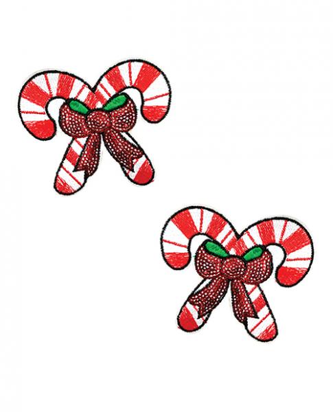 Neva Nude Sequin Candy Cane Pasties Red/White O/S