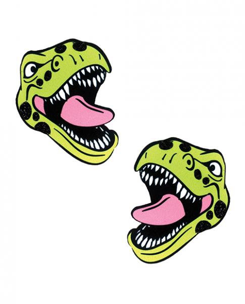 Neva Nude Black Light Dinosaur Pasties Green O/S