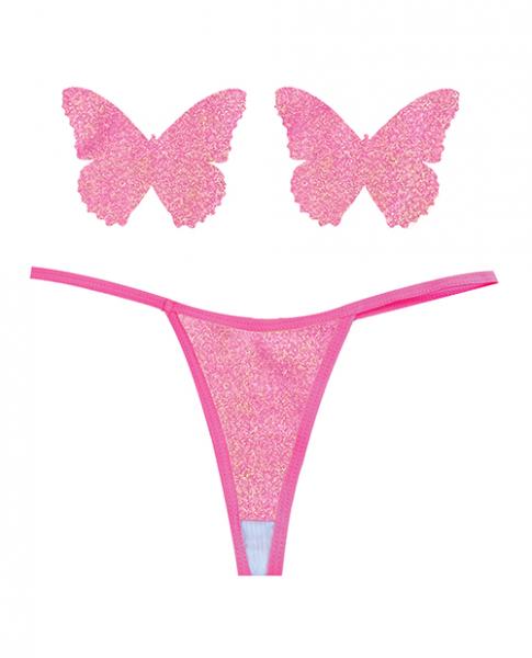 Neva Nude Naughty Knix Bella Rosa Shimmer G String & Pasties Soft Pink O/S