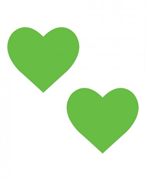 Neva Nude Temperature Reactive Heart Pasties Neon Green