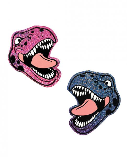 Neva Nude Black Light Dinosaur Pasties Pink & Blue O/S