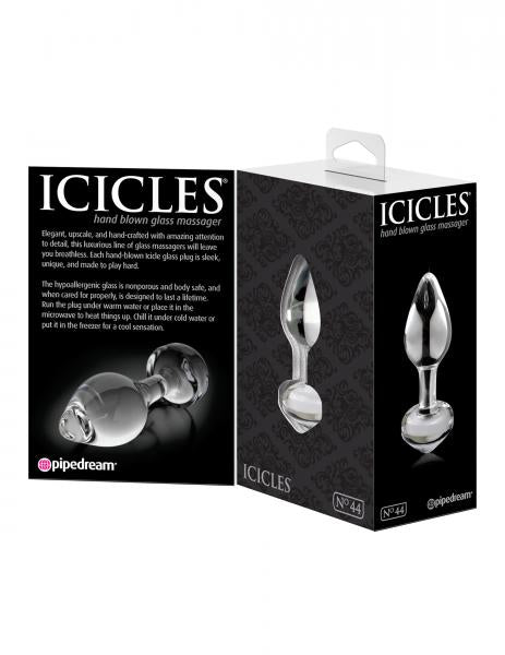 Icicles No 44 Glass Anal Plug 2.5 Inch Clear