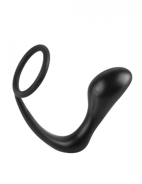 Ass Gasm Silicone Cockring Plug Black