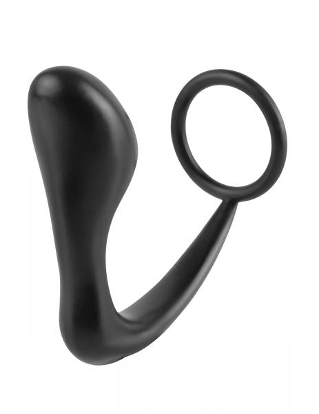 Ass Gasm Silicone Cockring Plug Black