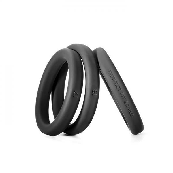 Xact Fit Cockring 3 Ring Kit M/L Black Silicone